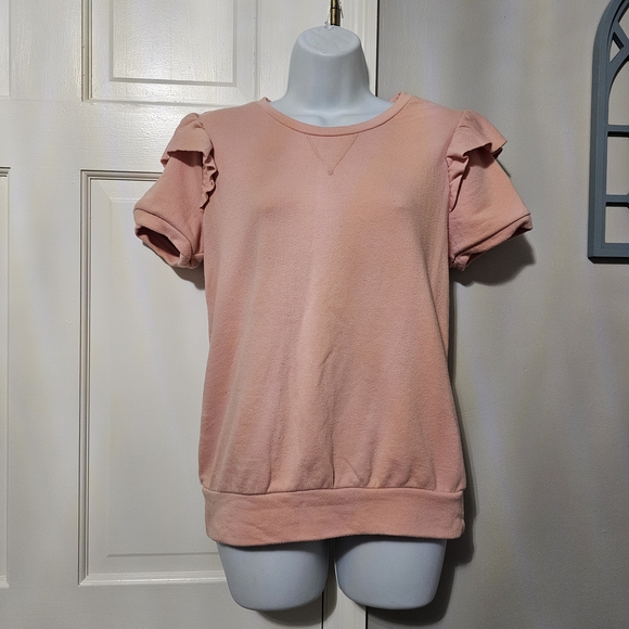 LC Lauren Conrad Tops - LC Lauren Conrad Blush Ruffle Sleeve Blouse